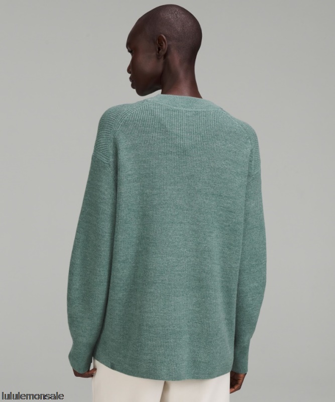 Lululemon Damen DELULU465 | Gerippter Rundhalspullover Aus Einer Merinowollmischung Meliert Tidewater Teal
